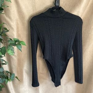 Black mock turtleneck sweater bodysuit. SHEIN